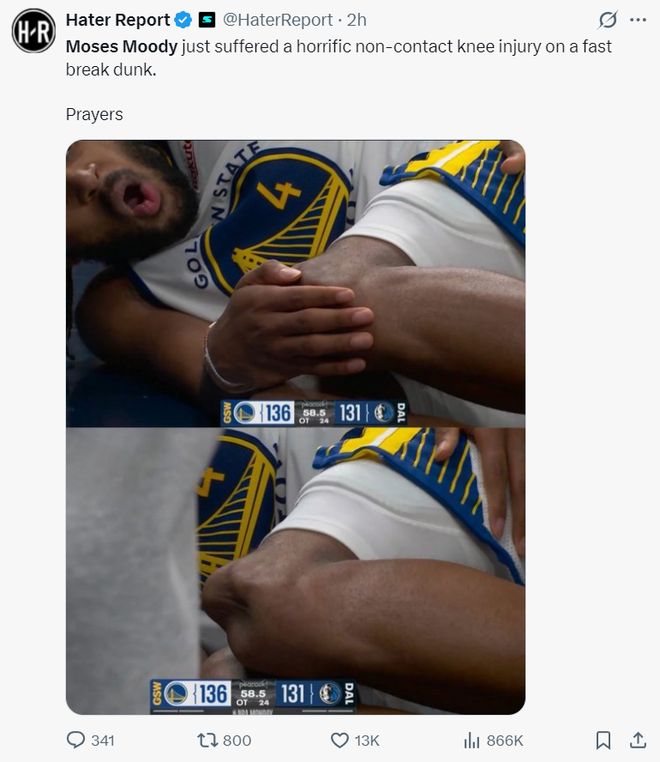 摩西-穆迪复出后遭遇致命左膝重伤