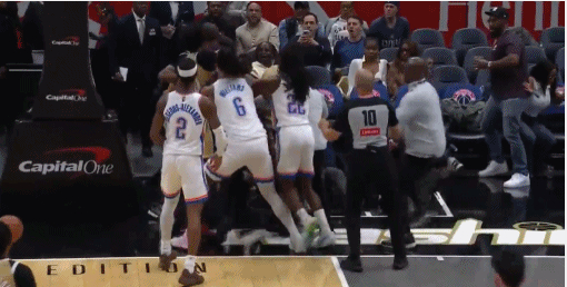 雷霆奇才球员冲突引大规模驱逐 雷霆大胜奇才